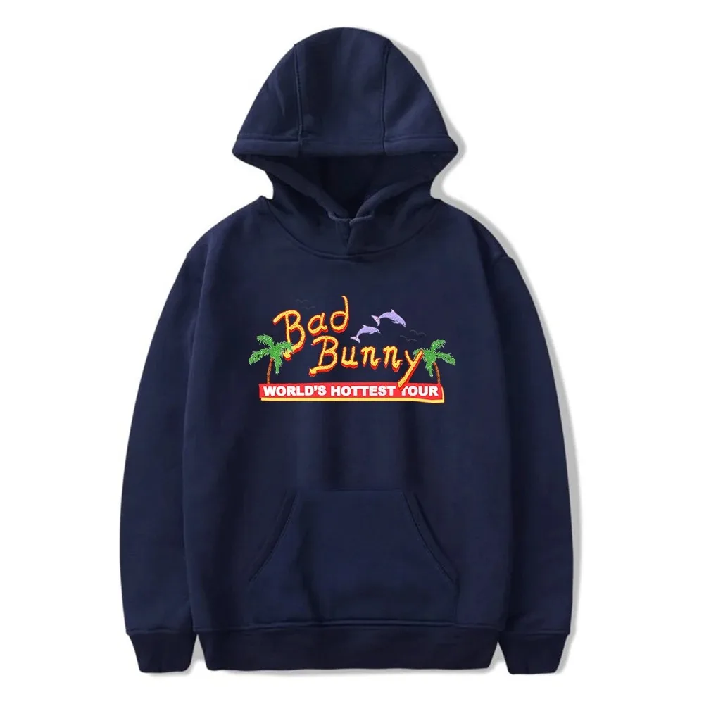 Hoodie De Manga Comprida Unisex Bad Bunny, Tour Mais Quente Do Mundo, Moletom Com Capuz Feminino, Roupas De Moda Hiphop Rapper,