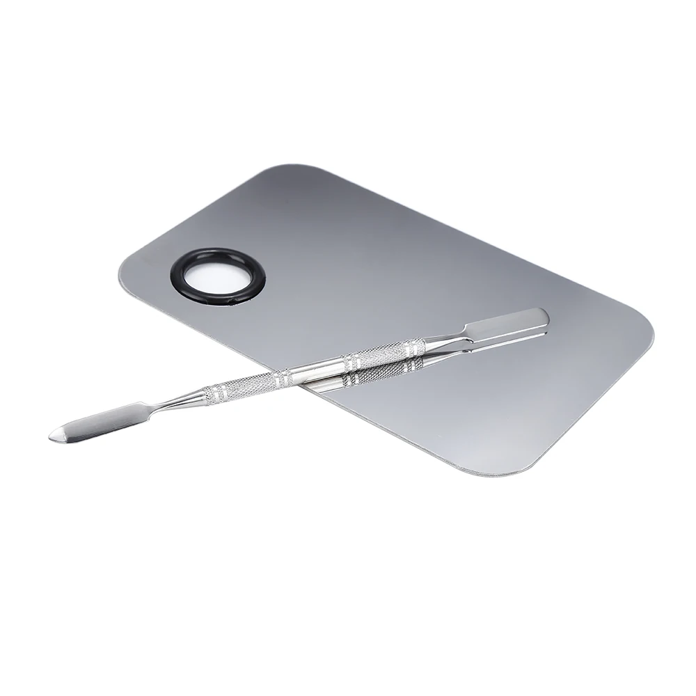 스테인레스 스틸 메이크업 믹서 네일 아트 폴리쉬 믹싱 플레이트 파운데이션 아이섀도우 믹서 팔레트 스패출라 포함2027