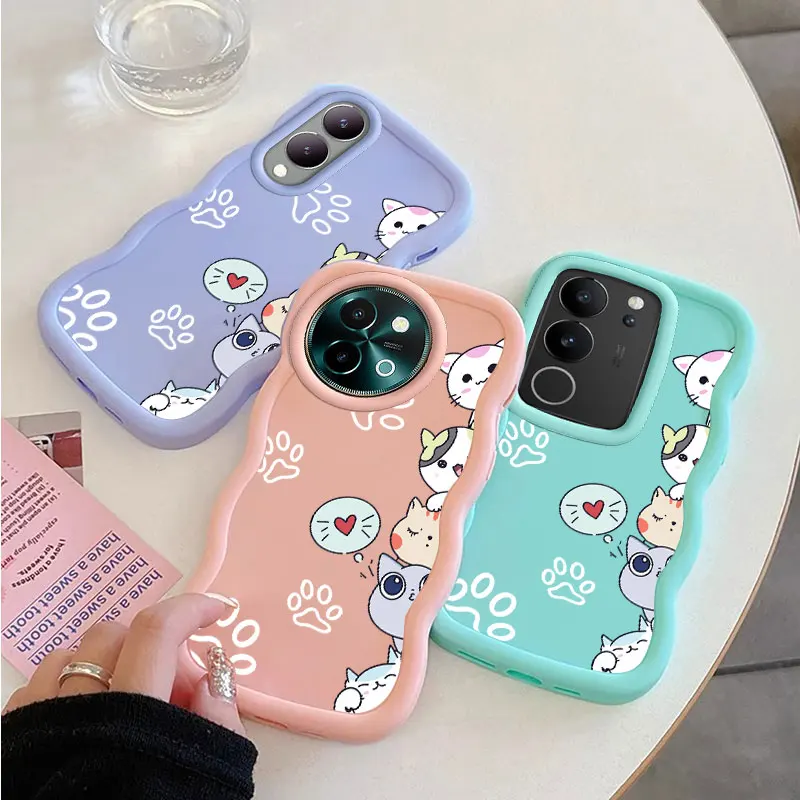 Cat Fashion Phone Case For VIVO V25 V27 V27E V29 V29E V30 Y02 Y02S Y03 Y15S Y17S Y21 Y22S Y36 Y38 Y78 Y100 5G Soft Shell Cover