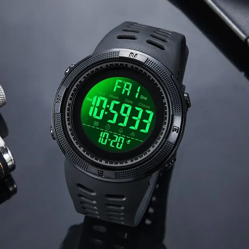 SKMEI 1251 5Bar jam tangan Digital pria, arloji Digital tahan air untuk olahraga luar ruangan, Multifungsi, Jam Alarm, jam tangan Chrono