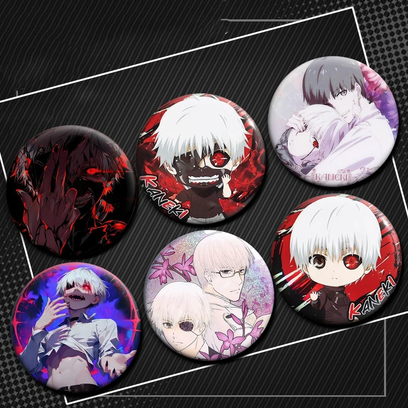 Аниме-Токийский-Гуль-Мягкая-Булавка-Кен-Канеки-Тоузу-Косплей-Значок-Креативная-Круглая-Брошь-для-Сумки-Одежда-Декор-Подарок