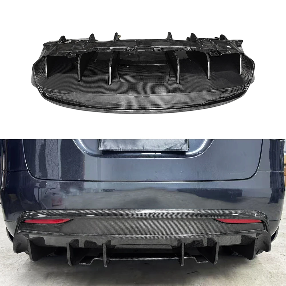

High Quality RZ Style Carbon Bumper Rear Diffuser for Tesla Model X Plaid High Polished Surface New Condition 6 Month Warranty