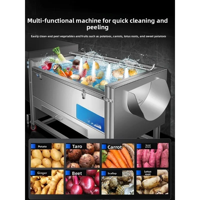 Commercial potato peeler, fully automatic brush cleaning