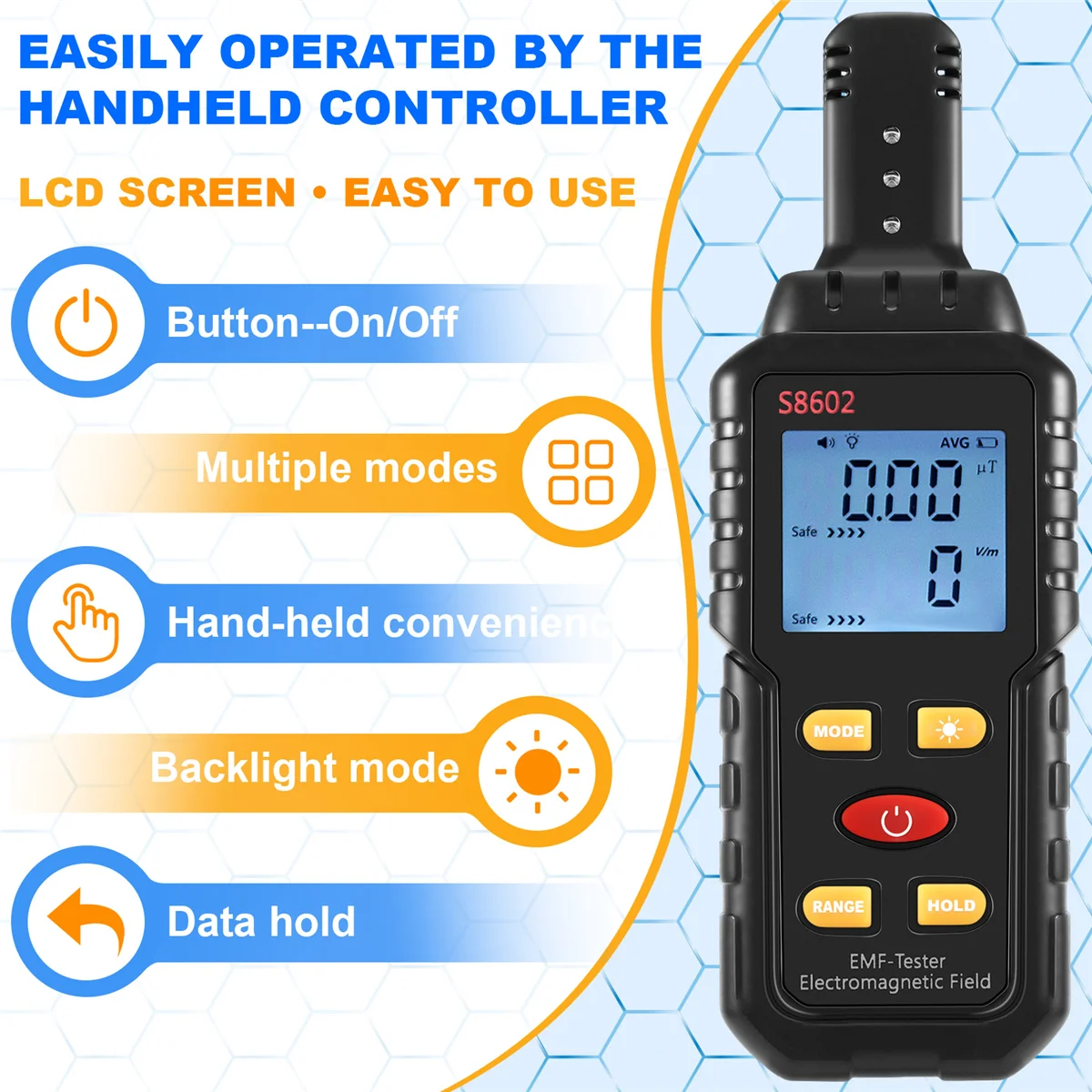 Medidor de dosímetro de radiação 3 em 1, medidor geiger emf, alarme automático, medida em tempo real, testador detector de radiação