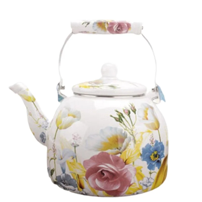 

2025 New 1.5L Porcelain Enameled Kettle Small Safflower Enamel Boil Water Kettle for Induction Cooker Gas Furnace Milk Tea Pot