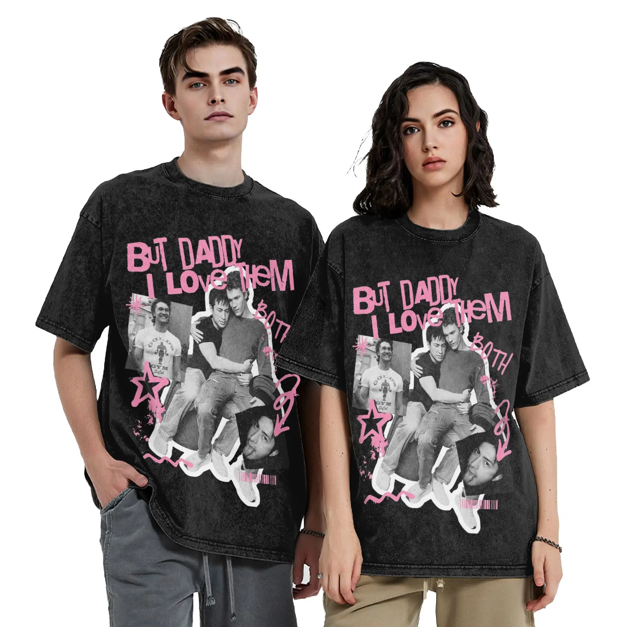 Washed T Shirts heated rivalry but daddy i love him Hip Hop Casual T-Shirts Oversize Streetwear Summer Tee Shirt for Men Women