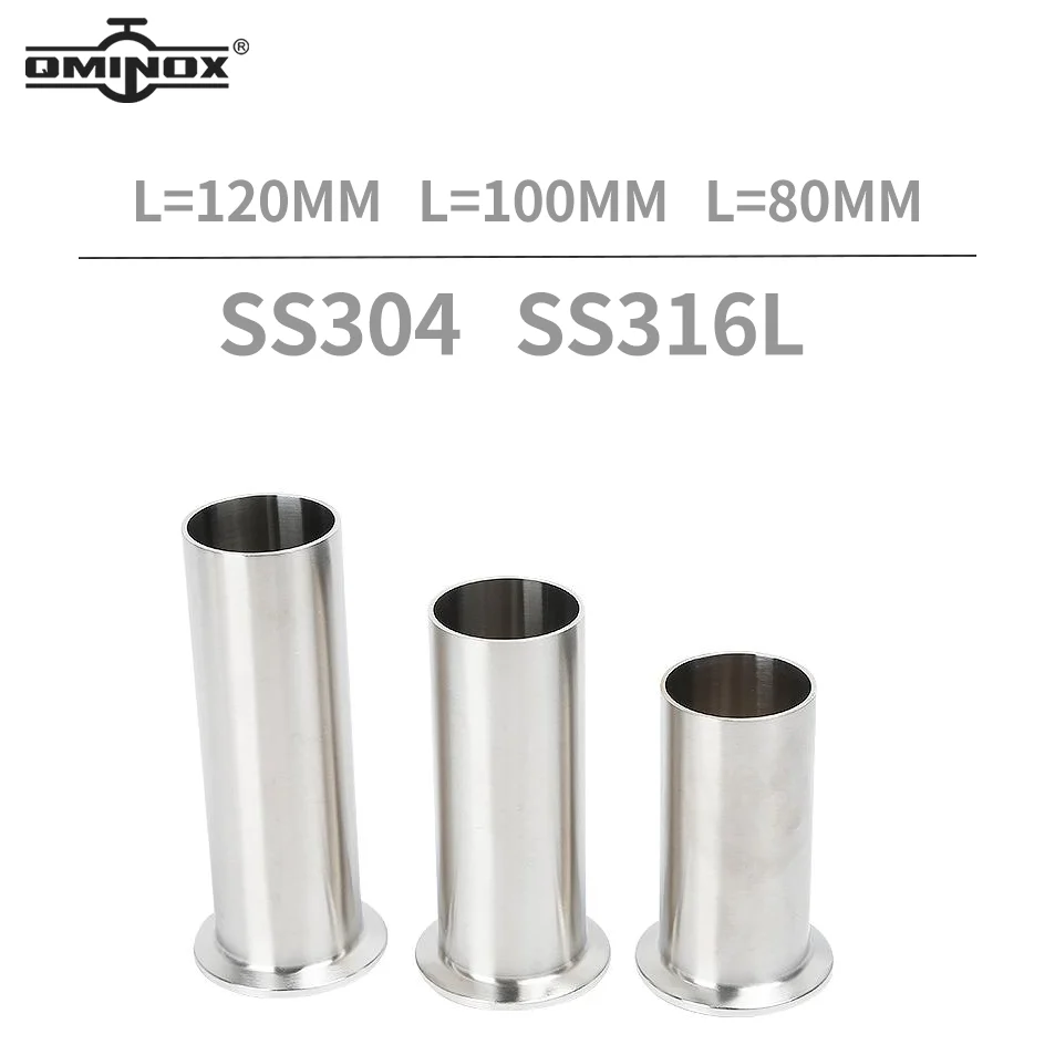 

Stainless steel 304/316L long tri clamp ferrules L=80/100/120mm SS304 Welding Ferrules Weld/Clamp tube fittings automatic weld