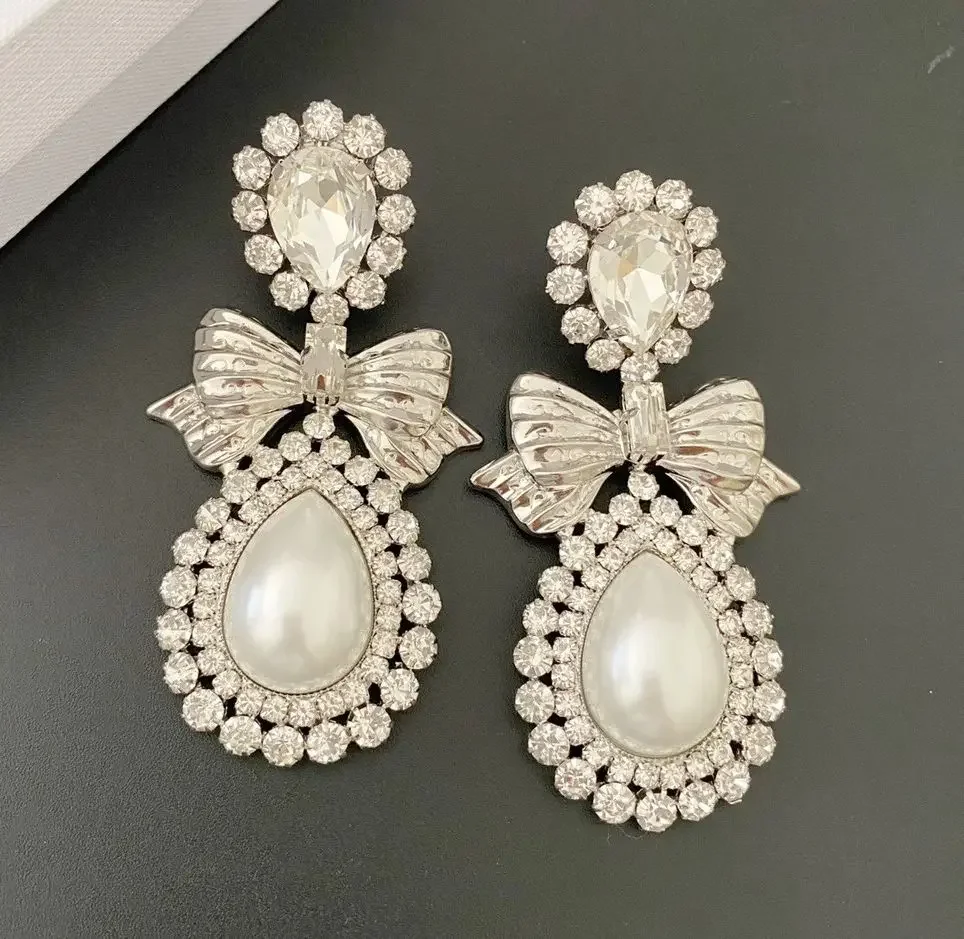 

Earrings Light Luxury Vintage Bow Drop Ear Clip For Women Aretes De Mujer Pendientes Boucle D’Oreille Orecchini Clip De Oreja