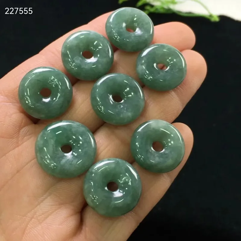 

Genuine Natural Jade A Green Gemstone Pendant 15-18mm Nelace Round Donut Emerald Women Men Barrel Stone Jade Accessories DIY