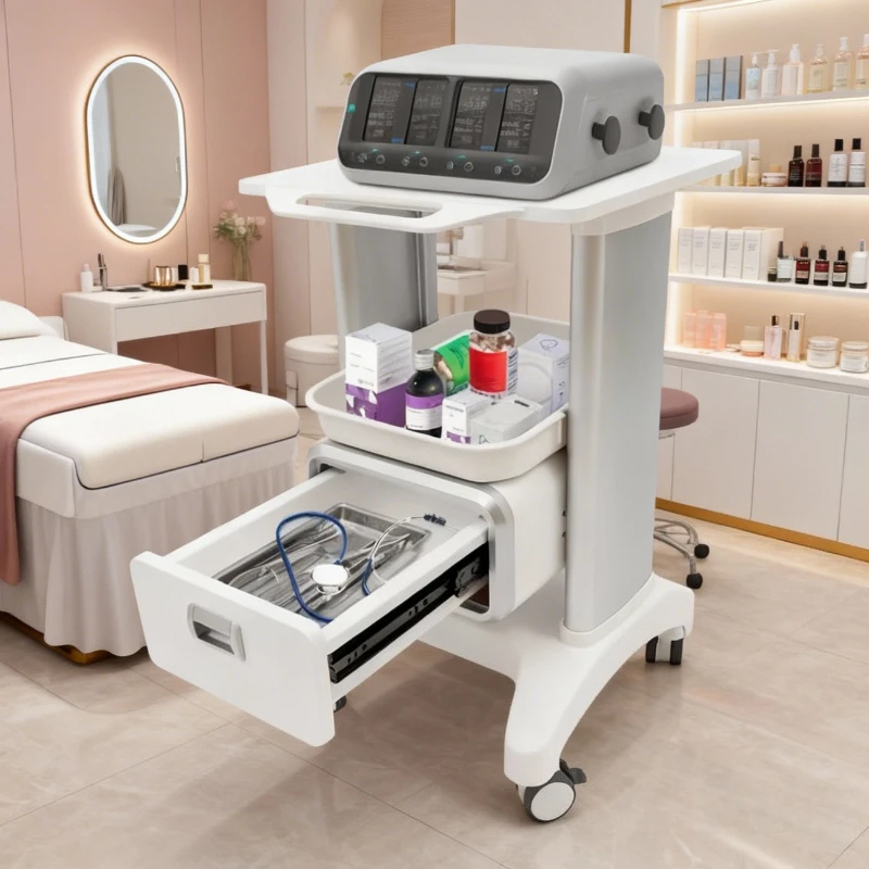 

2 Tiers Removable Beauty Instrumen Lab Carts Utility Cart Mobile Medical W/h ABS Material Rolling Cart Clinic Hospital Salon