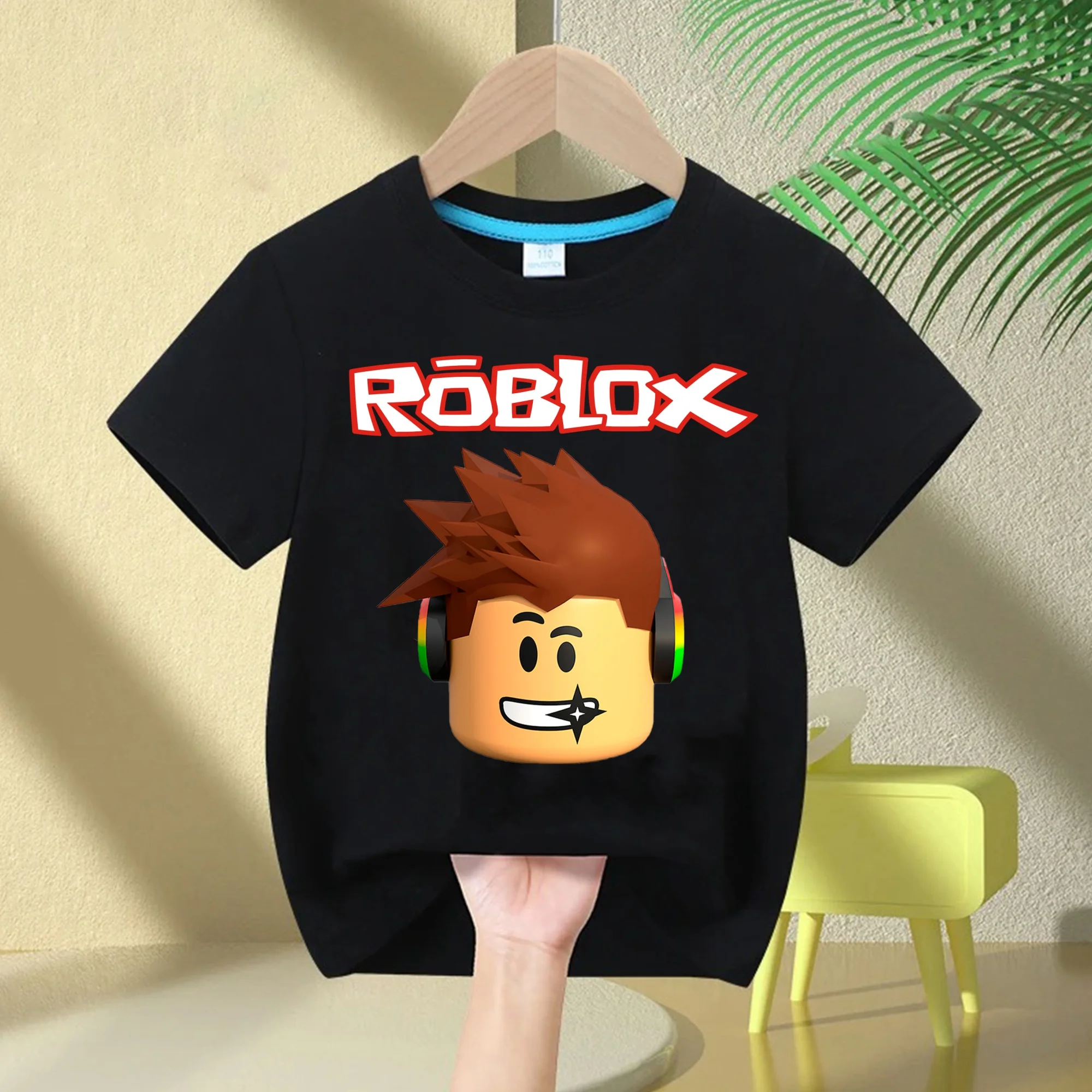 Roblox 2026 Kinder-Baumwoll-T-Shirt, Kurzarm-T-Shirt mit Rundhalsausschnitt und Cartoon-Print für Jungen, Mädchen und Frauen, Lässiges und Bequemes Oberteil – Detail 7