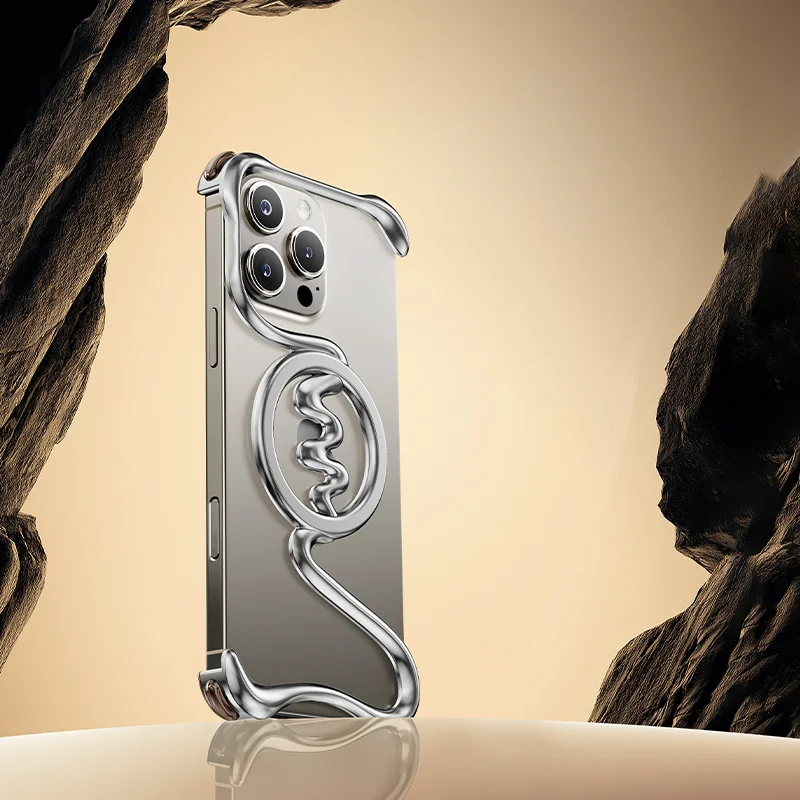 

Magsafe Metal Alloy Frameless Bumper Phone Case For iPhone 16Pro 16ProMax Magnetic Wireless Charging Shockproof Protective Cover