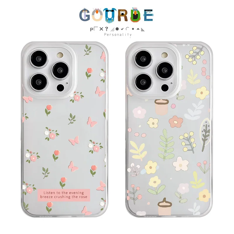 

Gourde Coquette Casing Pink Tulip Flower Clear Frosted Case for Iphone 16 15 14 12 13 11 Pro Max IP 7 8 Plus Iphon X XS XR XsMax