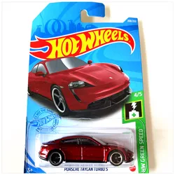 Original Hot Wheels Alloy Sports Car Red Porsche Taycan Turbos Green Speed Toys for Boys Vehicle Collection 1/64 2021 L NO.208