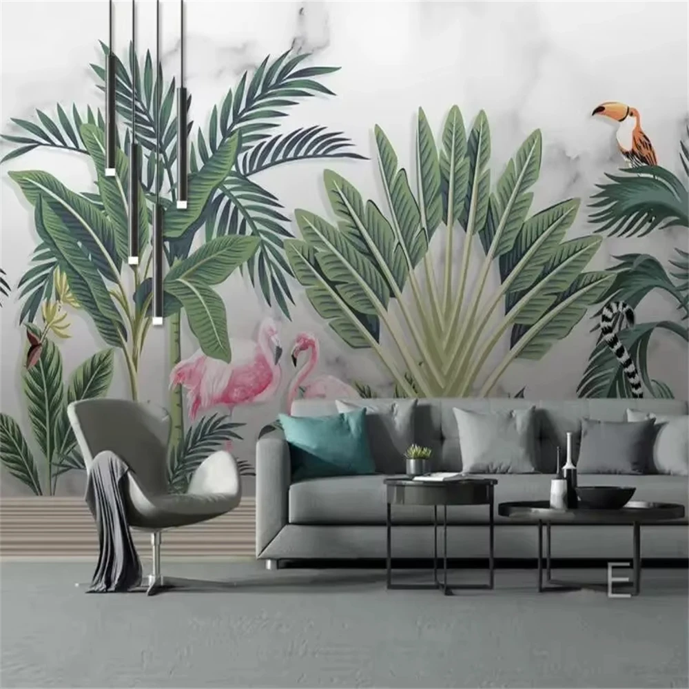 

custom papel de parede 3D rainforest banana leaf photo mural wallpaper for wall papers home decor living room bedroom Stickers