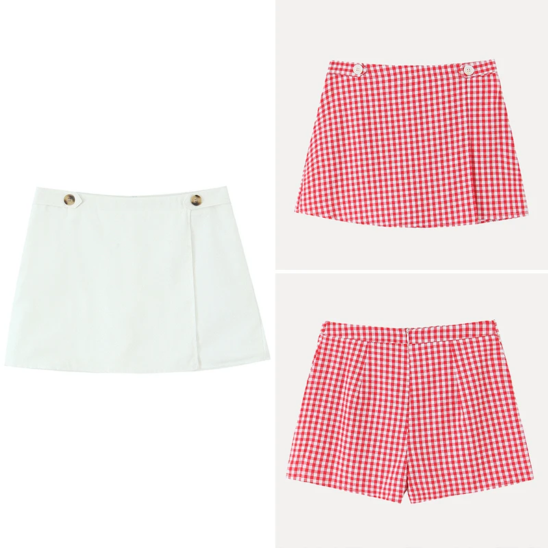 

Z Women's Faion Casual Decorative Button Skirt Pants 2025 New Sle Ele Slimming mid Waist ort Polyester Fiber