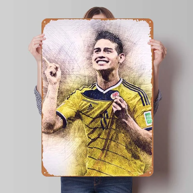 James Rodriguez Metal Sign Sports Poster Wall Decor Living Room Decor Men Vintage Tinplate Sign Plaque for Wall Art Decoration