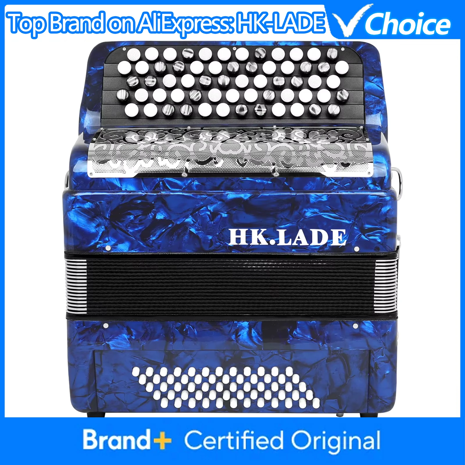 

Аккордеон HK LADE AH-240 Blue, 62 клавиши, 60 басов, профессиональный баян-аккордеон с аксессуарами для выступлений, клавишный инструмент