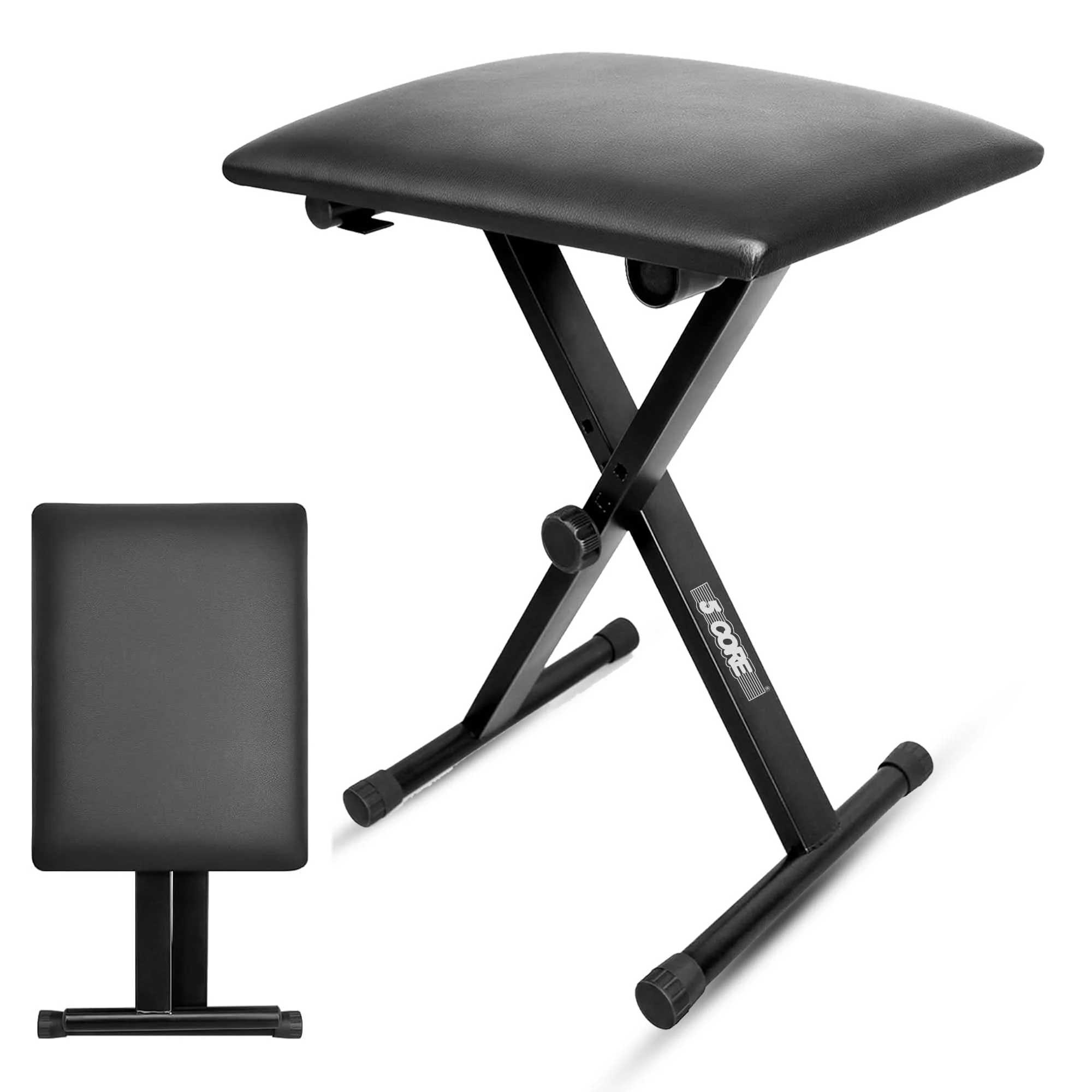 

5 Core Keyboard Bench 2" Padded Cushioned Piano Stool Height Adjustable Guitar Seat Folding Portable - KBB 02 BLK