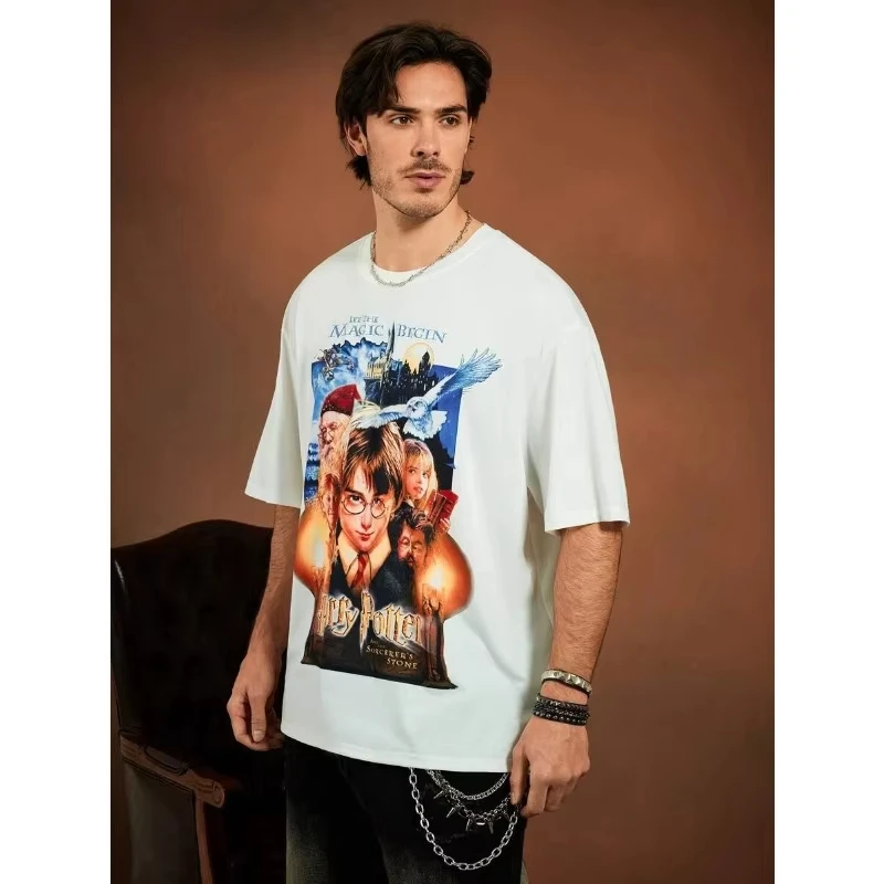 miniso-2025-nova-chegada-harry-potter-hogwarts-disney-camiseta-casual-pai-crianca-logotipo-da-academia-adultos-criancas-unisex