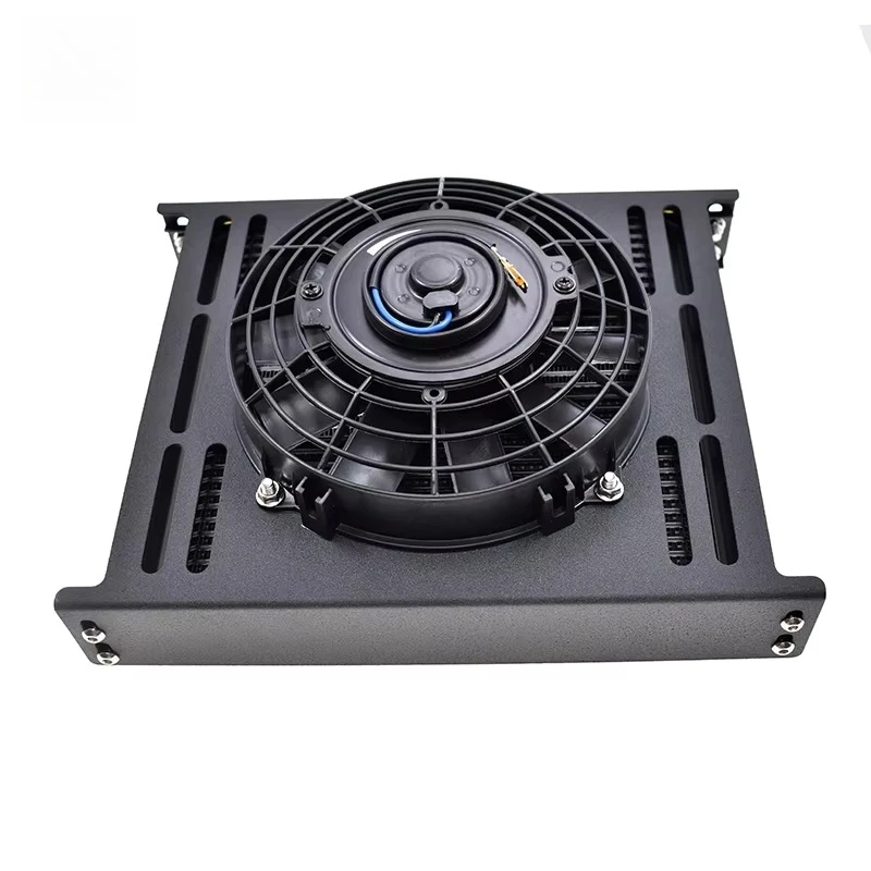 Black Aluminum 19 25 30 34 Row AN10 Universal British Style Radiator Cooler Engine Transmission Oil Cooler with Fan 12V