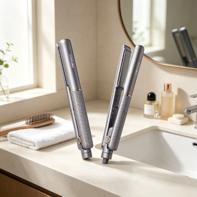2 in 1 Hair Straightener Curling Iron Negative Ion 5 Temperature Flat Iron for Straight Waves Home Dorm Travel Styling 헤어 고데기