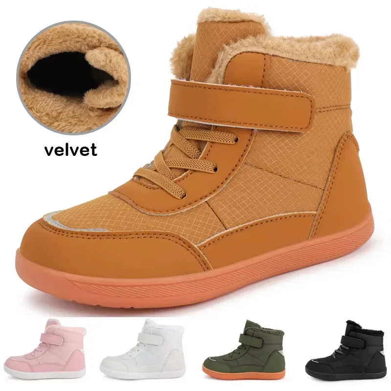 

Children's wide toe barefoot snow boots suitable for small/medium/large children thickened high-top cotton shoes outdoor sports