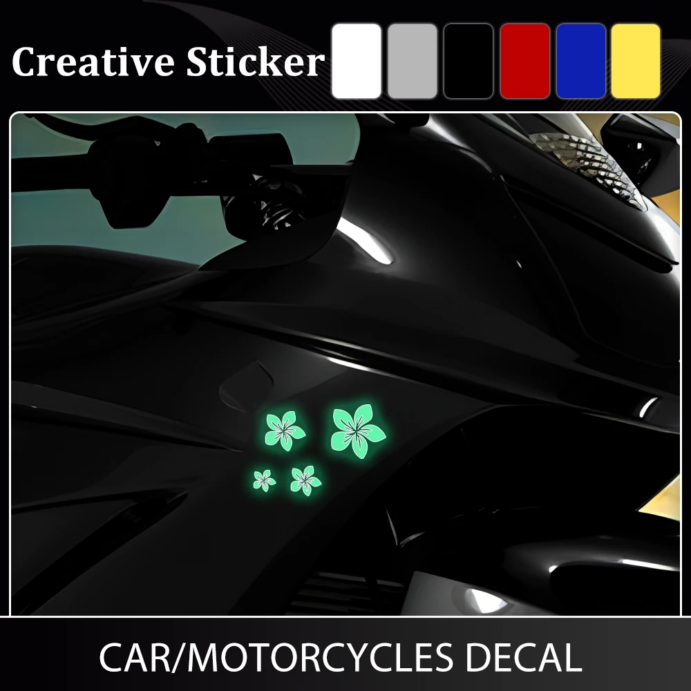 

Motorcycle Glow Stickers Pretty Flower Decal Side Boxes Tail Box Front Fairing Motorbike Exterior Decoration Sticker Accessories