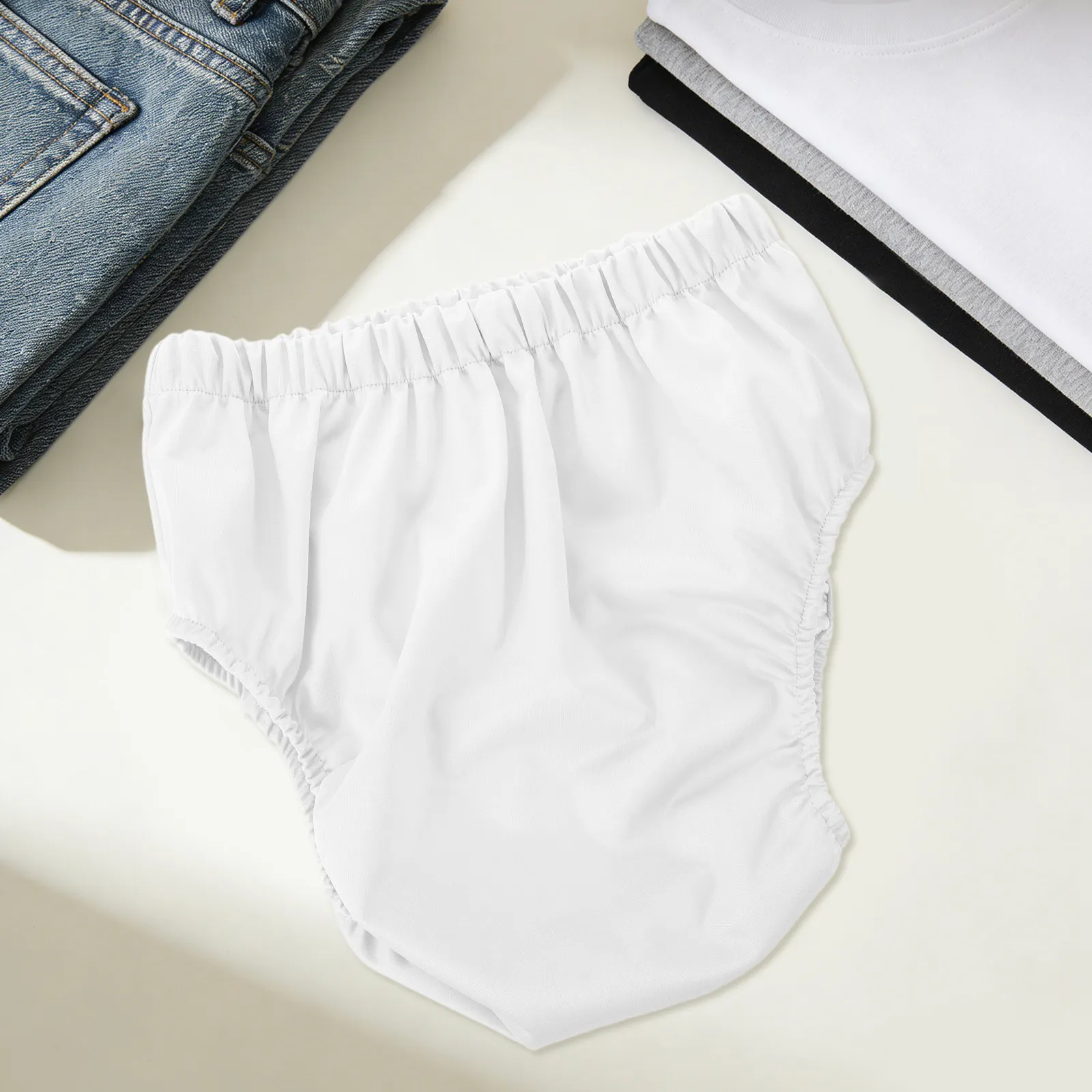 Reusable Waterproof Adult Diapers Elderly Leakproof Absorbent Cloth Pants for Seniors Night Protection White Adult Pants Diaper