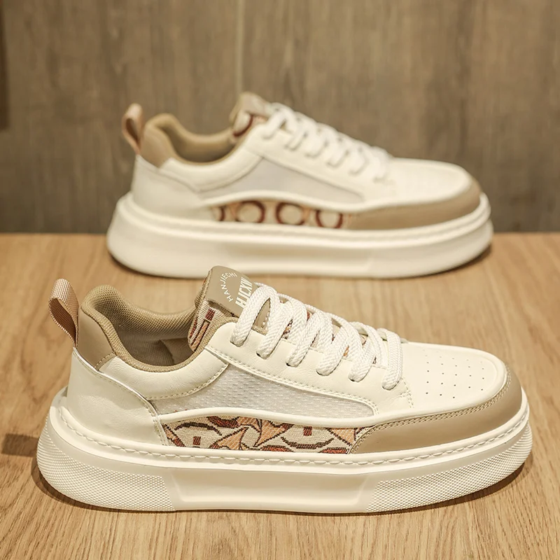 Men's 2025 New Autumn White Sneakers & Chunky High-Top Casual Shoes – Lightweight, Height-Increasing & Comfortable