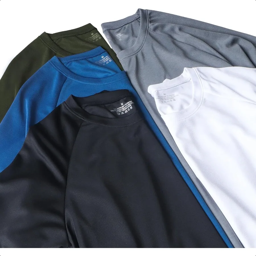 1 pacote de 5 camisas de corrida dos homens esporte topos ajuste seco ginásio wicking atlético t camisas respirável legal treino camisas