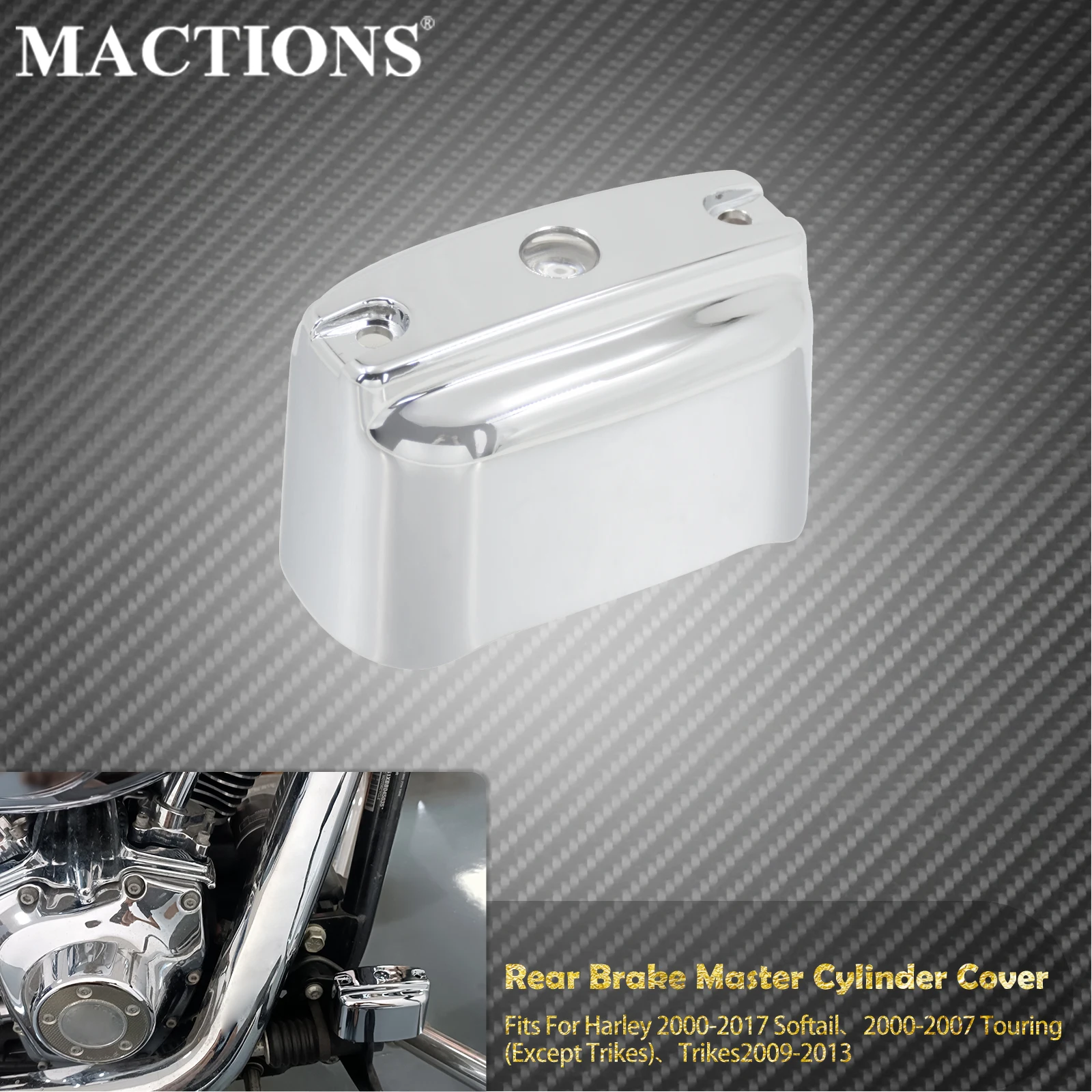 

Rear Brake Master Cylinder Cover Chrome For Harley Softail Breakout Fat Boy 2000-2017 Touring Road King Street Glide 2000-2007