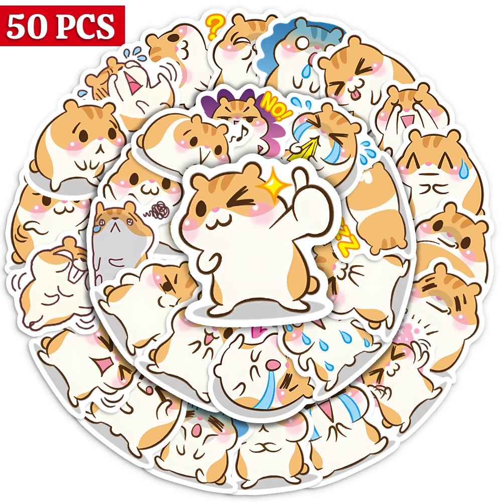 Cute Lovely Chloe the hamster Stickers Kawaii Animal Self-Adhesive Decals for Laptop Scrapbook Luggage Refrigerator Child Toys