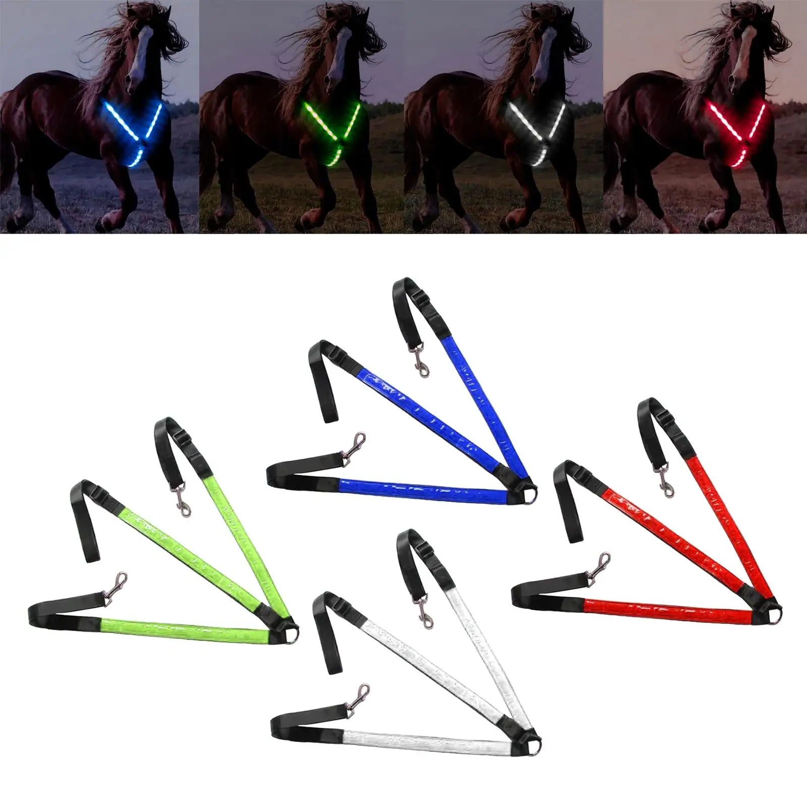 LED Horse Breastplate Collar Equestrian Equipment Webbing Light