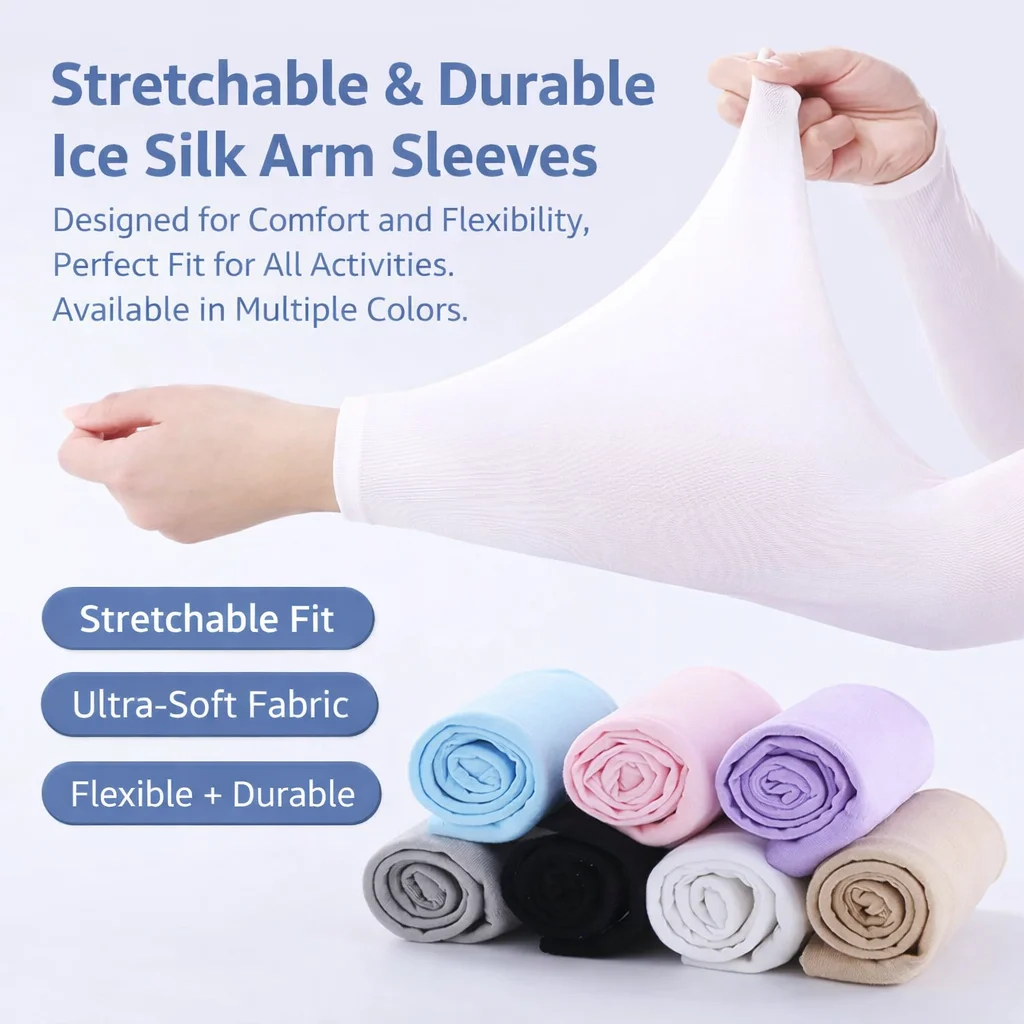 Cooling Ice Silk Arm Sleeves - UV Protection (50+), Sweat-Wicking, Quick Dry, Ideal for Outdoor Sports & Cycling