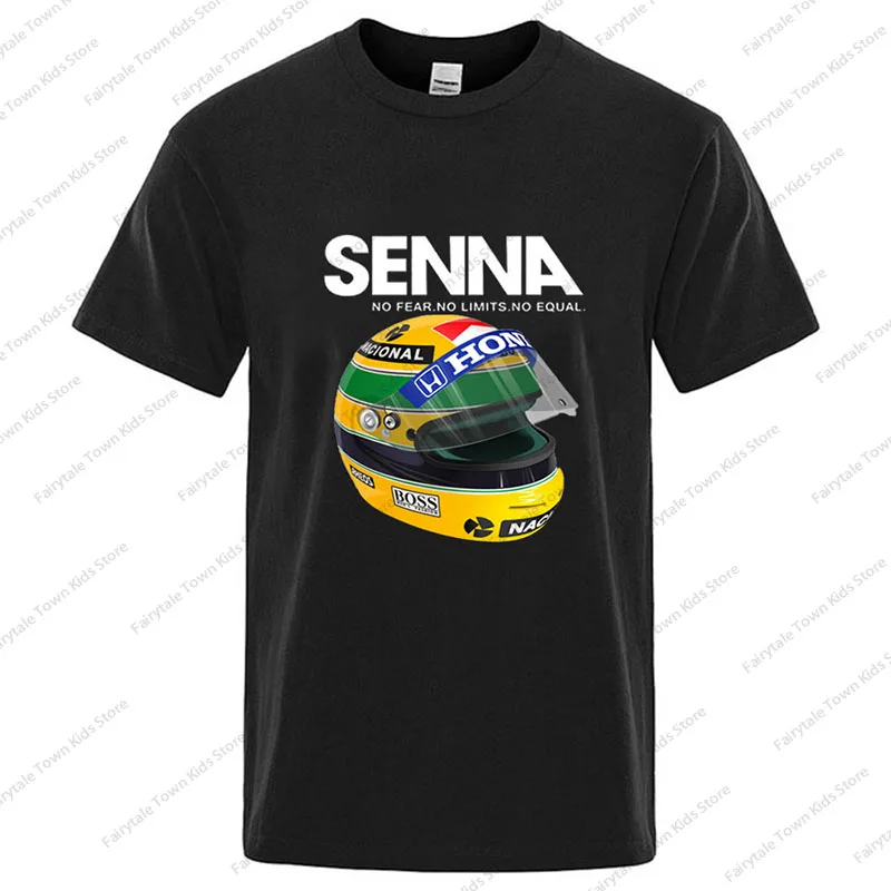 T-Shirt estiva da uomo in cotone Ayrton Senna Helmet Tee Tops abbigliamento 1 Race Car Man girocollo manica corta popolare T-Shirt per bambini/adulti