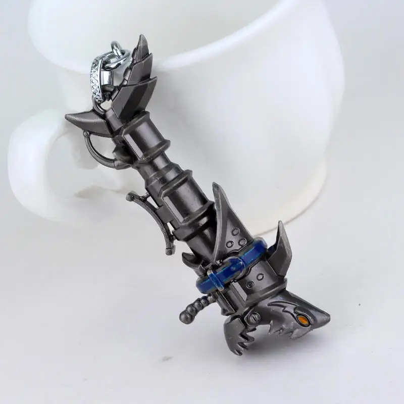 Anime Jinx Shark Cannon Keychain MOBA Game Runaway Loli Metal Keyring Pendants For Men Women Backpack Jewelry Gift