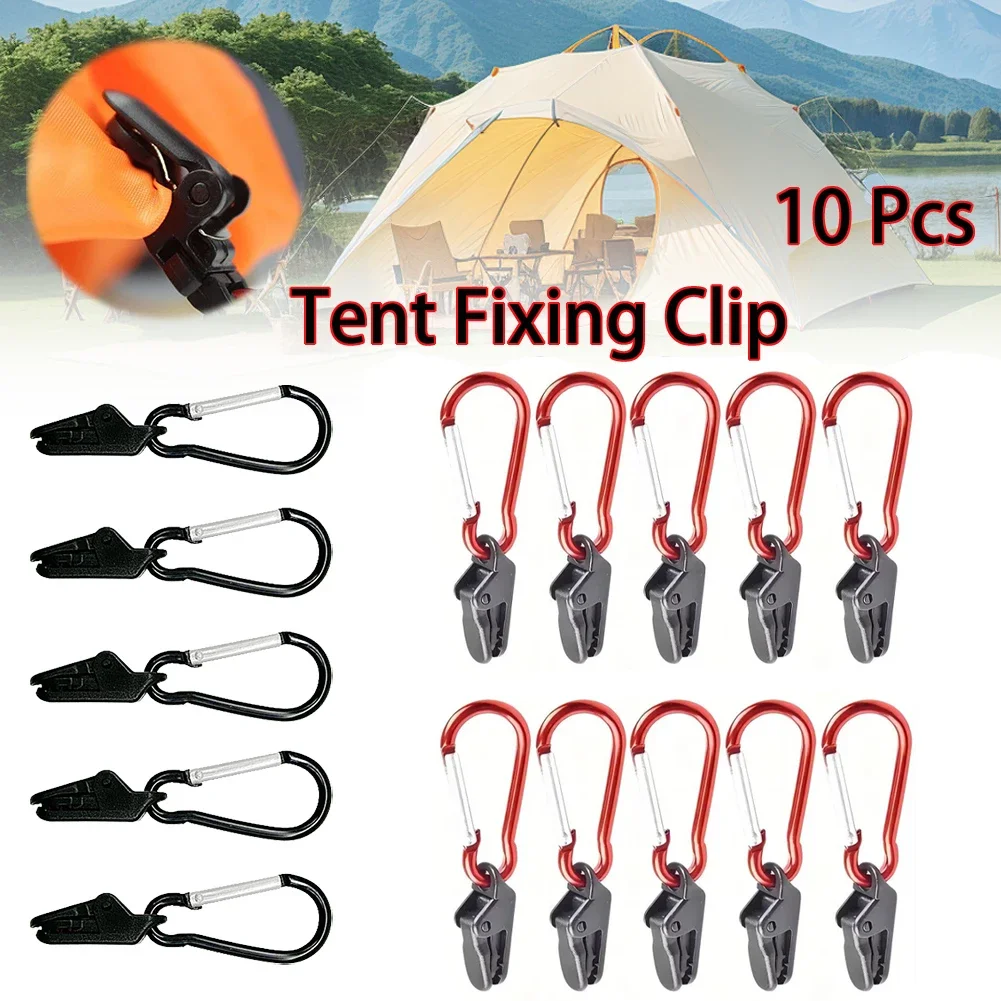 

10Pcs Multi functional Outdoor Camping Tent Construction Clips, Rope Hanger Ratchettent, Windproof Crocodile Clips, Fixed Clamps