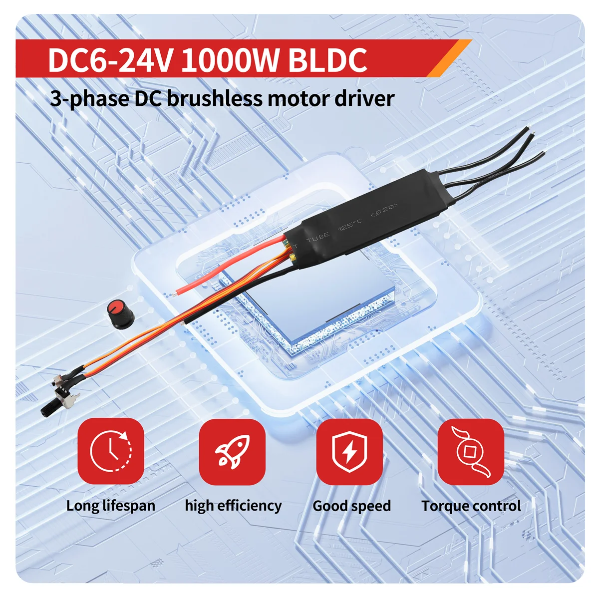 DC6-24V 1000W BLDC 3 Phasen DC Bürstenlosen Motor Treiber Hallless DC Motor Drive Board Geschwindigkeit Controller Regler