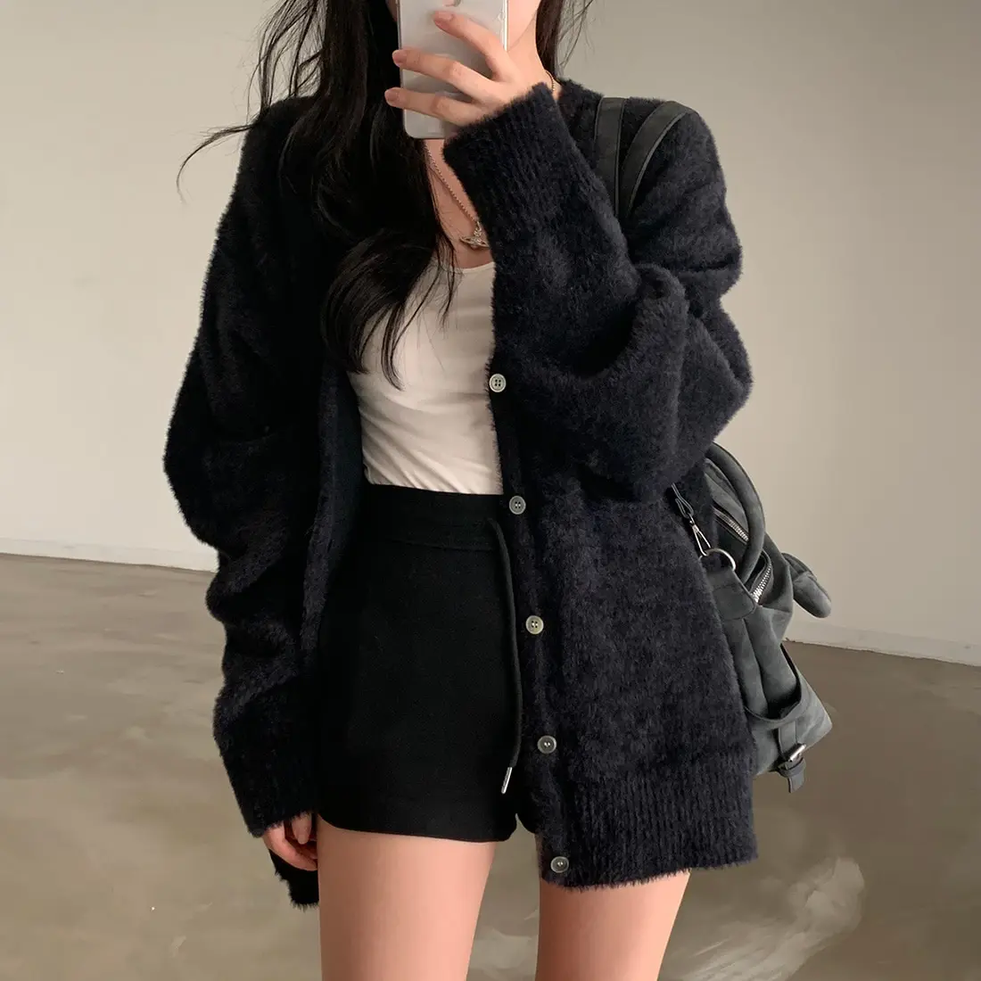 

Шикарный длинный вязаный свитер светя, женский свободный удобный мягкий пушистый осенне-зимний новый универсальный открытый кардиган, топ