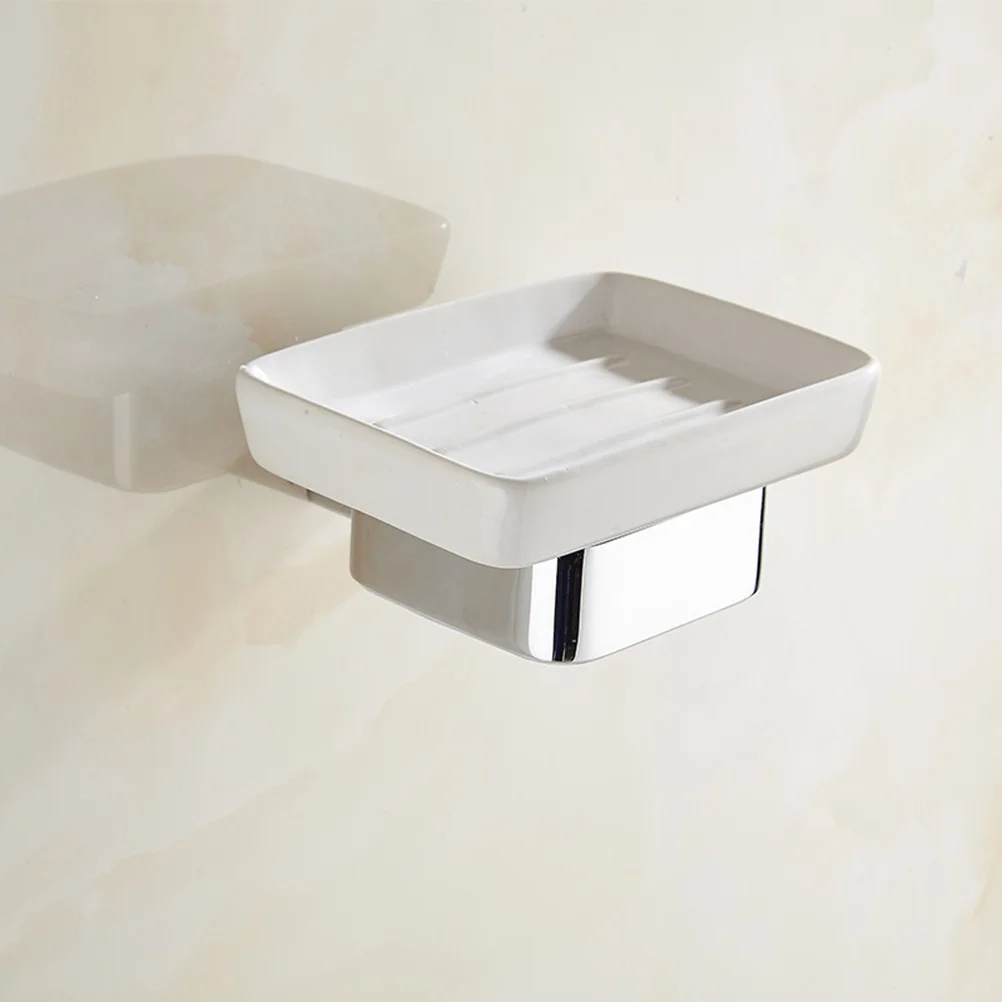

Wall Mount Ceramic Soap Holder Zinc Alloy Stand Soap Dish Rack for Bathroom Shower Toilet Organization