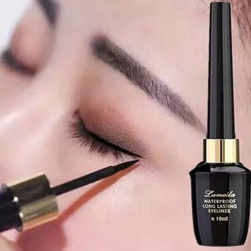 Lápiz Delineador de ojos líquido negro resistente al agua ultrafino de Gel de punta dura de larga duración delineador de ojos de maquillaje ultrafino de secado rápido