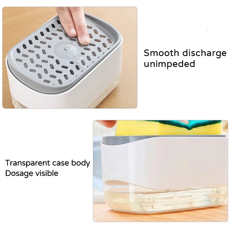 Automatic Soap Dispenser with Sponge Holder for Kitchen, Refillable Soap Container with Drain, Convenient Cleaning Tool