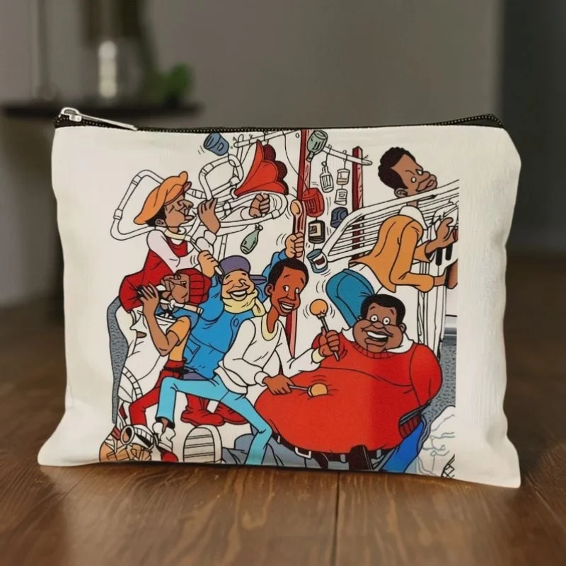 

Cartoon Band Print Zippered Makeup Bag Toiletry Bag Stationery Pouch, Creative Music-Themed Multifunctional Portable Organizer