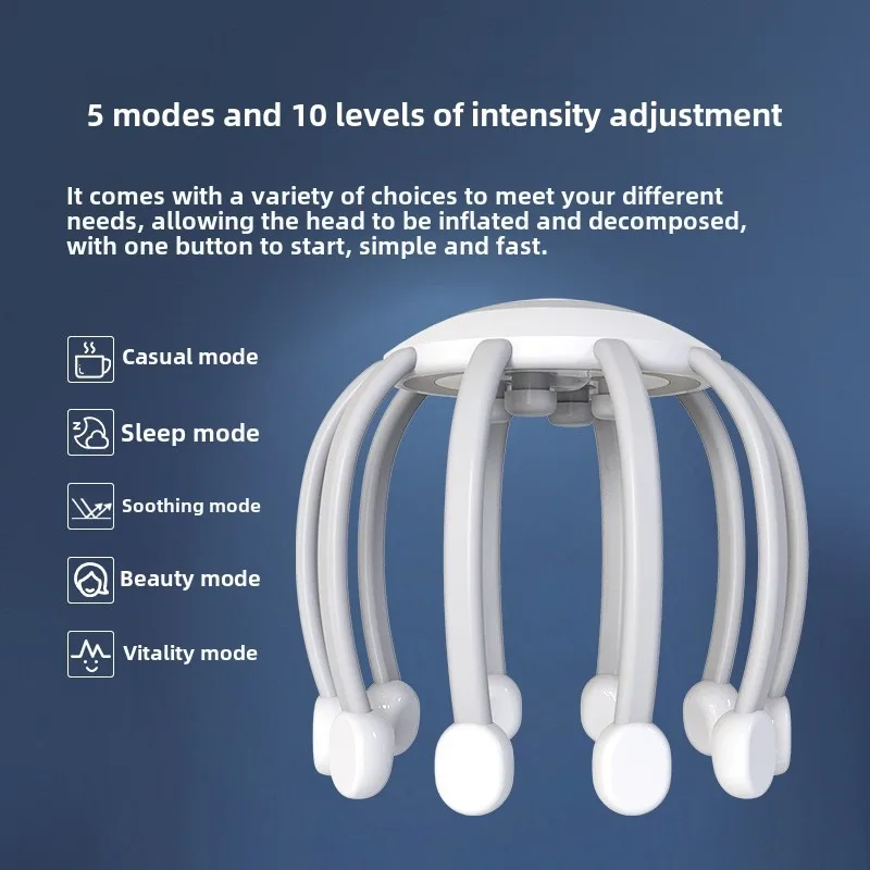 Customizable Massager for Head Scalp Electric Fully Automatic Wireless Multi-claw Vibration Head Massager Bluetooth Music