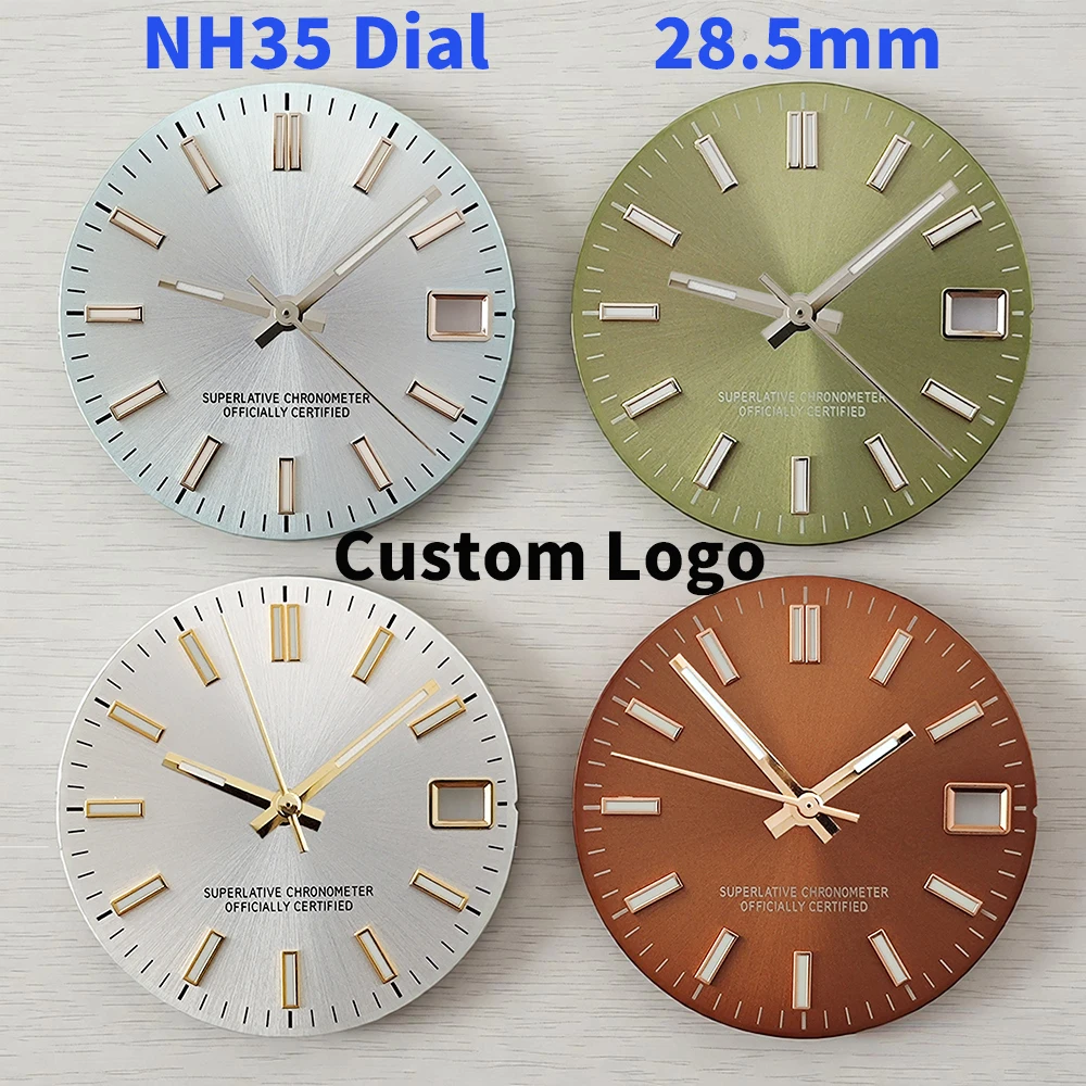

NH35 Dial 28.5mm Classic Dial Custom Logo Dial Green Luminous Man‘s Watch Dial for NH35 Movement Watch Accessories Repair Tools