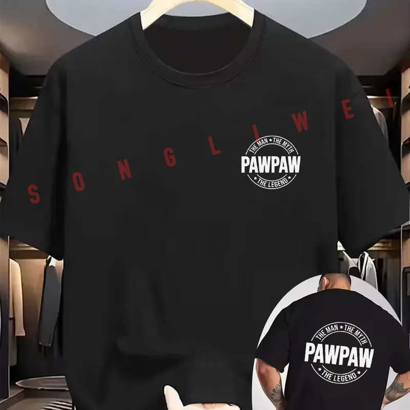 PAWPAW Creative Graphic Motorcycle T-Shirt Double-Sided Print Men's Summer Short Sleeve Round Neck Casual Tops
