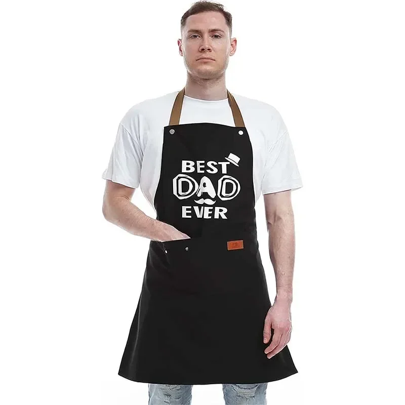 Fashion Printed Best DAD Kitchen Apron Father's Day Gift Man BBQ Cooking Chef Apron 3 Pockets Unique Birthday Thanksgiving Apron