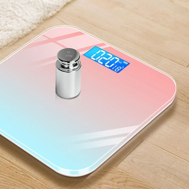Gradient Color Digital Weight Scale with Measuring Tape Headband LCD Display Smart Scale USB Charging Bathroom Weight Loss Scale