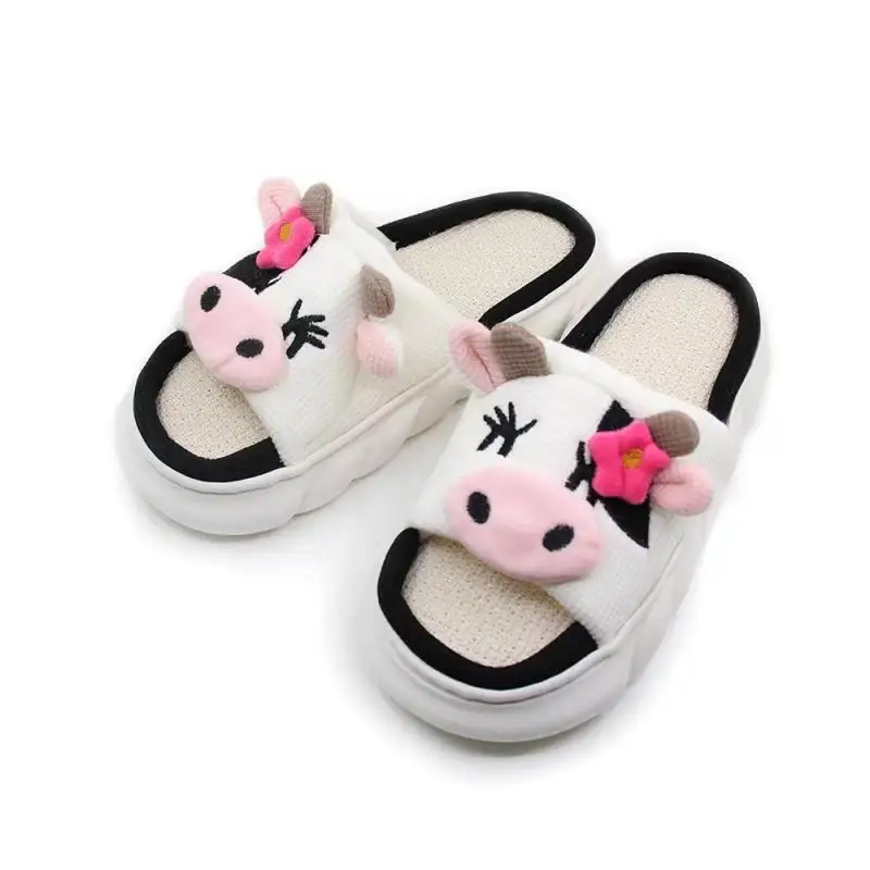 Pantofole Casual con plateau donna casa Cute Cartoon Cow Designer Shoes Girls Fashion Popular Elegant Indoor Slipper Flats Open Toe